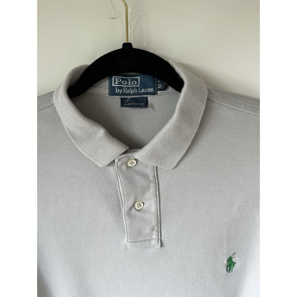 POLO Ralph Lauren Mens Polo Custom Fit Gray Shirt Medium - Picture 2 of 4